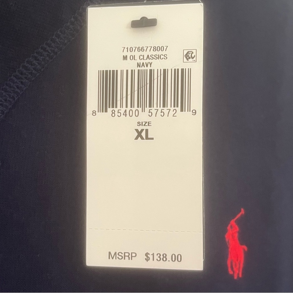 $138 Polo Ralph Lauren Navy Blue Mens Pullover RL Fleece Hoodie NWT - Picture 2 of 2